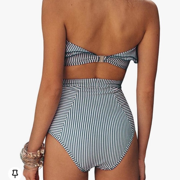 Bandeau Bikini Top High Waisted Cheeky Swimsuit - Picture 3 of 11